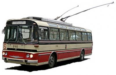 Прикрепленное изображение: Летом 1968 года в Крым прибыл троллейбус Т-11, электрооборудование его было аналогичным 9Тр, а кузов и ходовая часть позаимствованы у серийного автобуса Кароса..jpg
